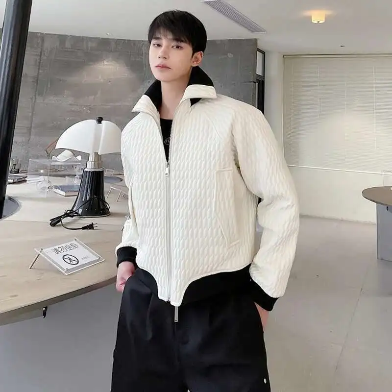 LUZHEN Collar Personalized Parkas Slim Quilted Short Cotton Stand-up Color Contrast Elegant Male Casual Padded Jackets JY9183