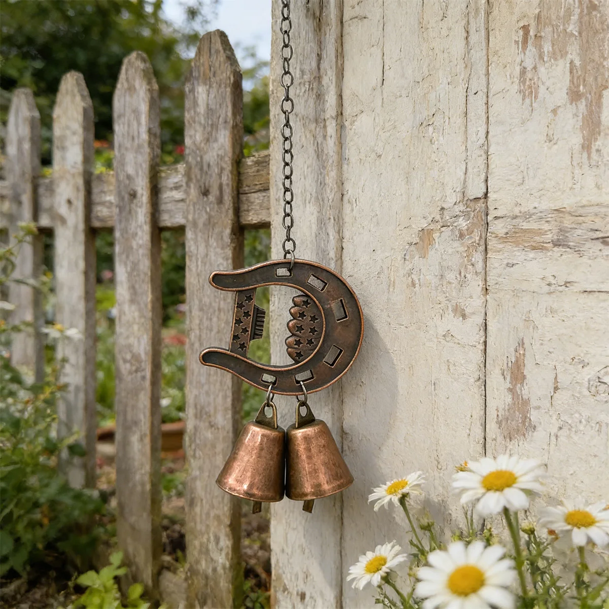 1Pc Vintage Horseshoe Wind Chime, Horseshoe Bell, Hanging Wind Chime, Country Style, Often Regarded as a Decorative Item That Symbolizes Luck and Protection, Suitable for Hanging at the Door, Hallway, or Garden, as a Home Art Decoration and as a Gift.