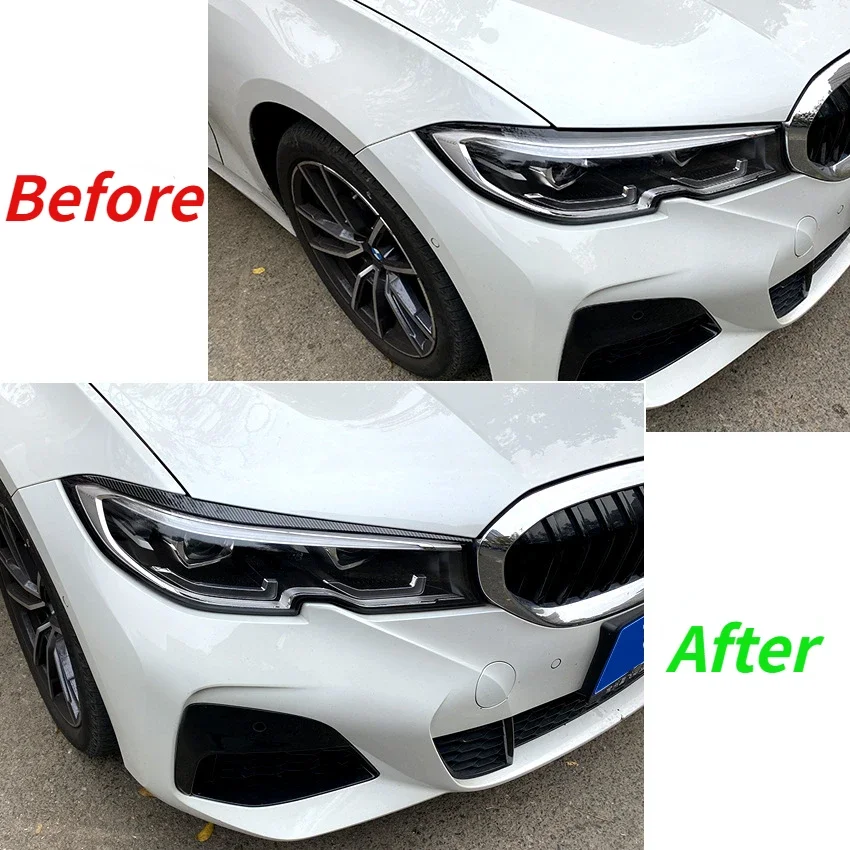 For BMW 3 Series G20 G28 Sedan 318i 320i 325i 330i 2020 2021 2022 Car Headlight Cover Sticker Eyelids Eyebrows Car Styling Trim