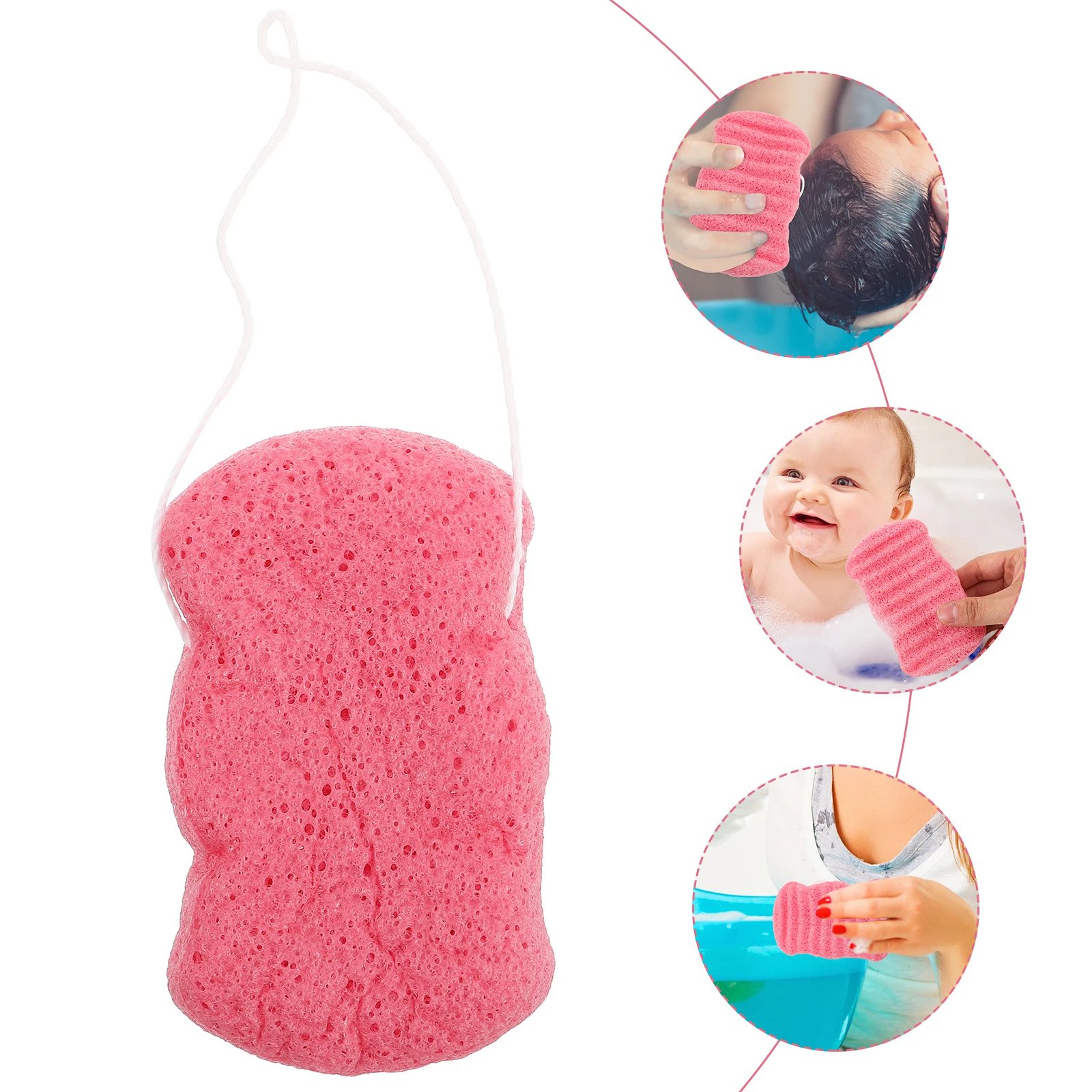 

Exfoliating Body Scrubber Sponge Bath Brush Deep Cleansing Shower Back Brush Rich Foam Bath Ball Soft Comfortable Durable Red