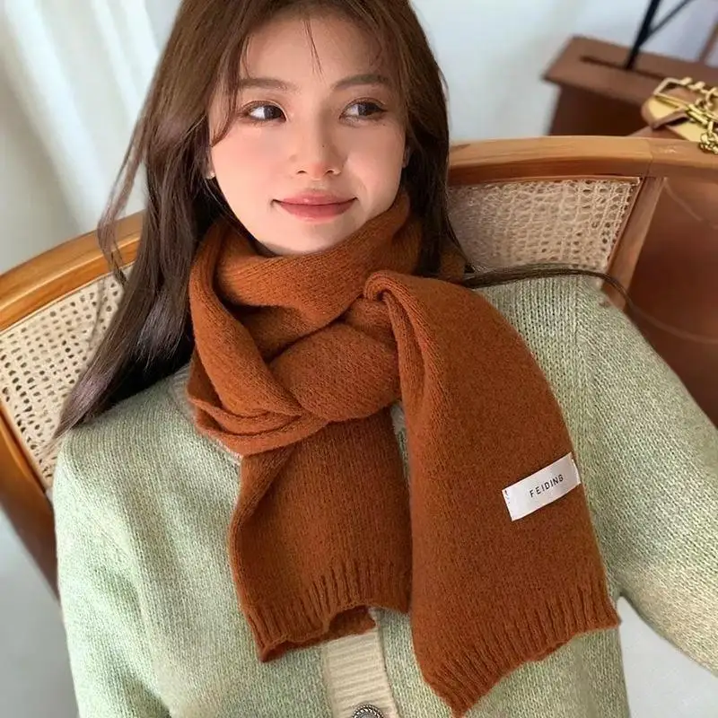 Sweet Uniform Color Plush Braided Scarf; Snow-proof Neck Safety, Academia Necklet, Classy Fashion Enhancement, Holiday Season