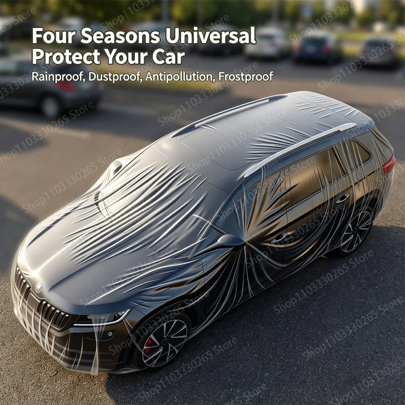 Thickened disposable car cover, transparent car cover, universal rainproof, snow proof, dustproof cover, invisible car cover