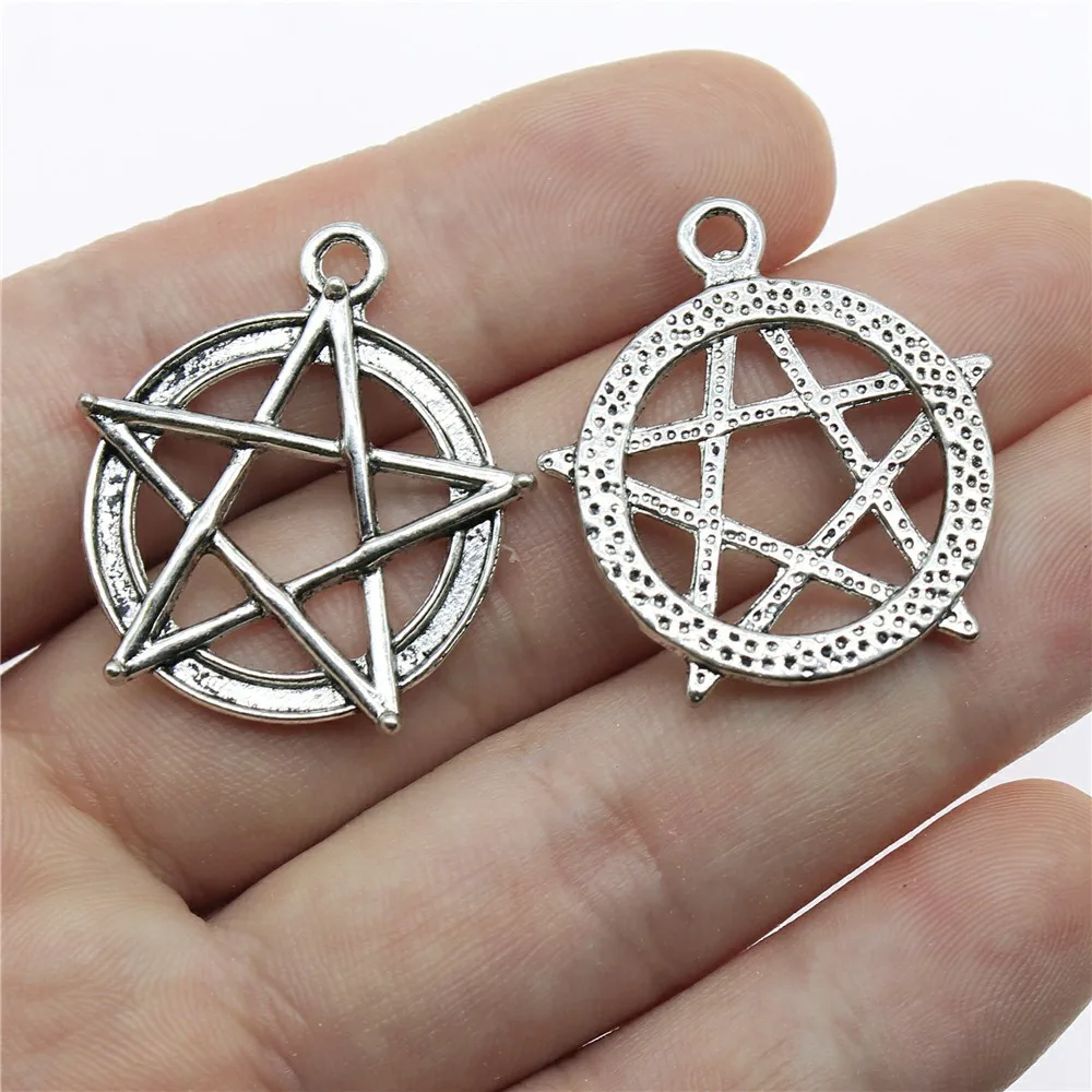 10 sztuk Charms czarownica gwiazda Pentagram tybetański brąz srebrny kolor wisiorki antyczne tworzenie biżuterii DIY Handmade Craft wisiorek — zdjęcie 5