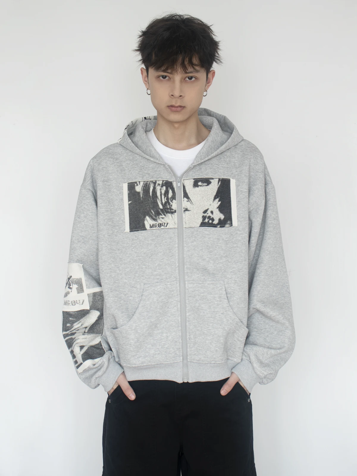 

Ретро-американское худи с принтом, свободного кроя, повседневное, универсальное, с капюшоном, модная толстовка на молнии с длинными рукавами