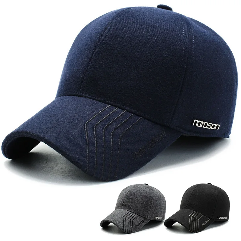 

Middle Aged And Elderly Autumn Dad Hat Woolen Ear Protection Dad Winter Thickened Warm Baeball Cap Cotton Hat