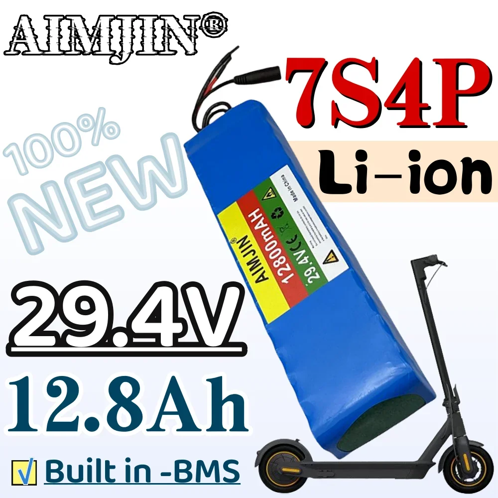 

7S4P 29.4V 12.8Ah 18650 Lithium Ion Battery Pack 12800mAh Large Capacity Battery Built-in BMS For transportation equipment etc