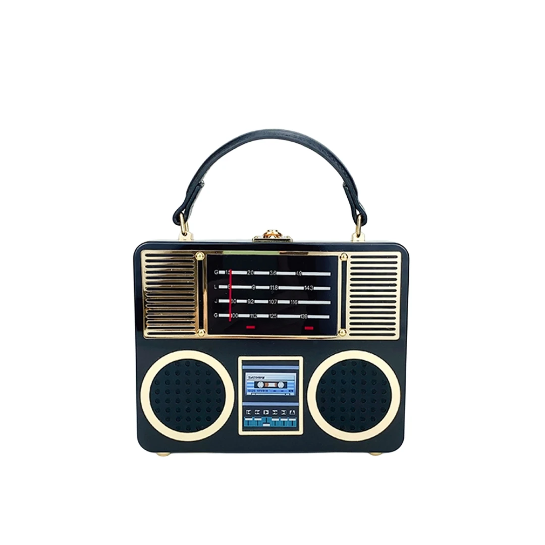 

Radio Acrylic Box Evening Clutch Purses WomeNew Designer Luxury Boutique Square Handbags Novelty Crossbody Bags High Quality