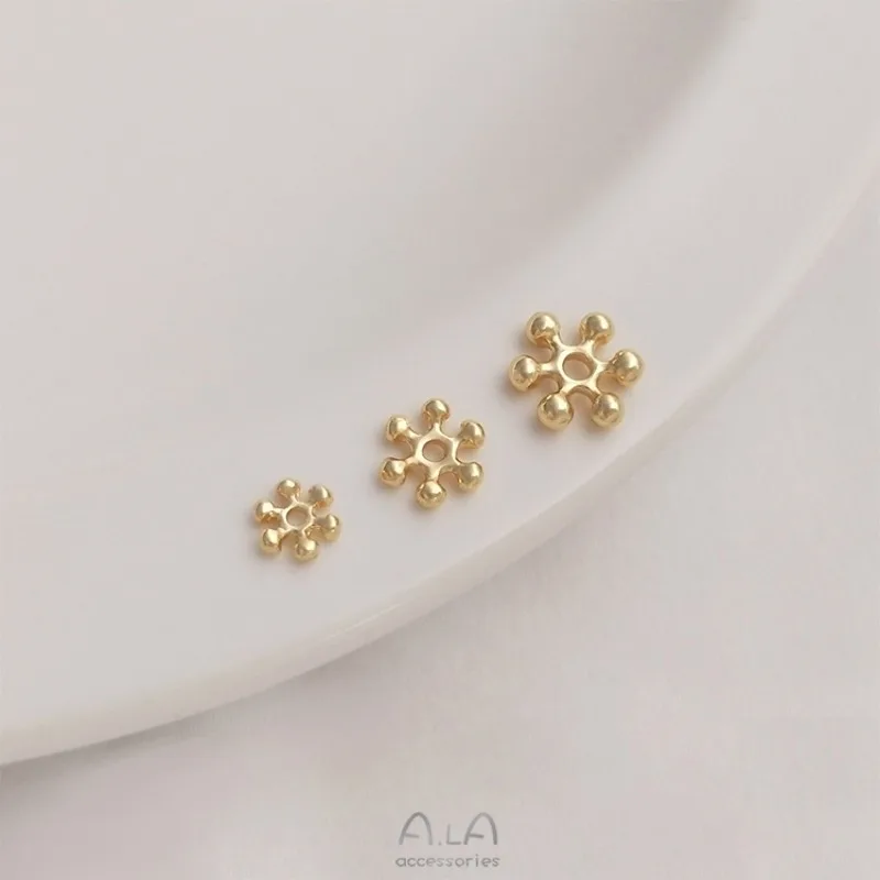 

14K Gold Color Snowflake Sheet Bead Spacer Handmade DIY Beaded Bracelet Necklace Jewelry Accessories