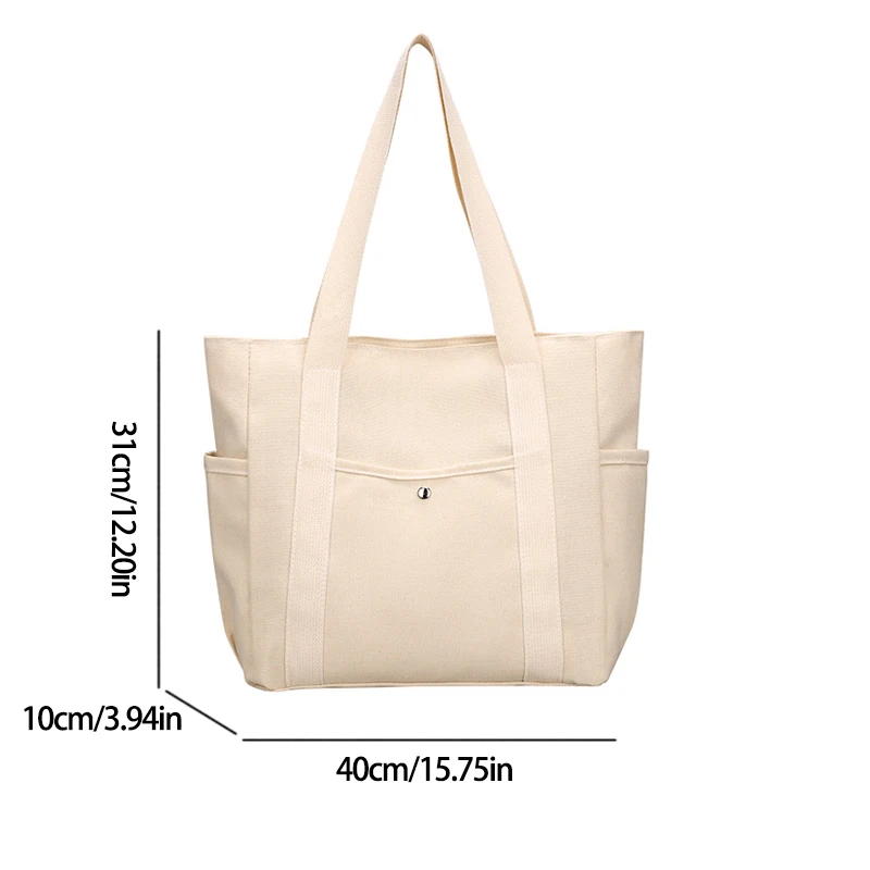 Leisure Simple Women\'s Handbags Shoulder Bag Canvas Solid Color Large Capacity Lightweight Female Tote Bag For Outings Shopping