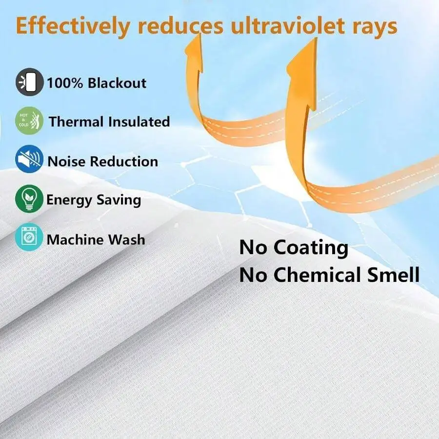 100% Blackout Greyish White Curtain Liners, 100% Darkening Thermal Insulated Blackout Curtain Liner For 84 Inch Living Room Curt