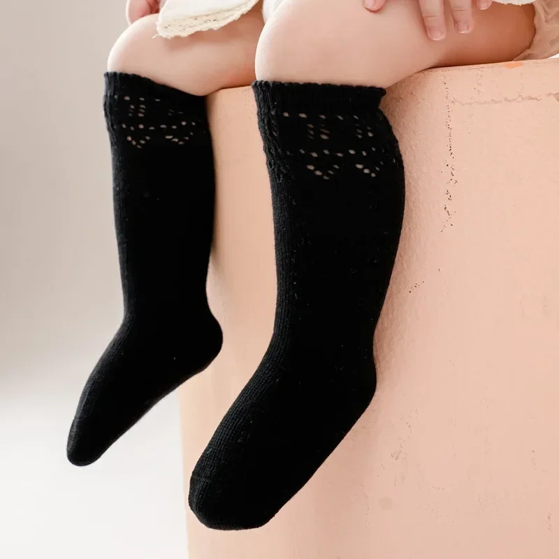 Baby Socks 2025 Spring Autumn Winter Hollow Middle Tube for Kids Boys Girls Baby Long Tube Socks Newborn Accessories