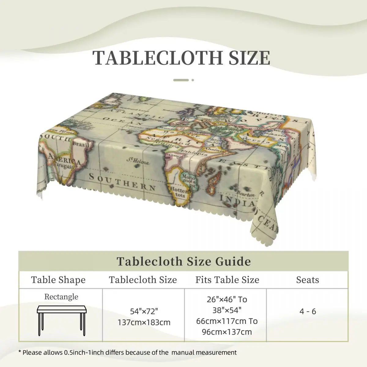 Earth Map Tablecloth World Map Adventure Rectangular Table Cover Tablecloths Vintage DIY Table Cloth For Banquet Christmas Party