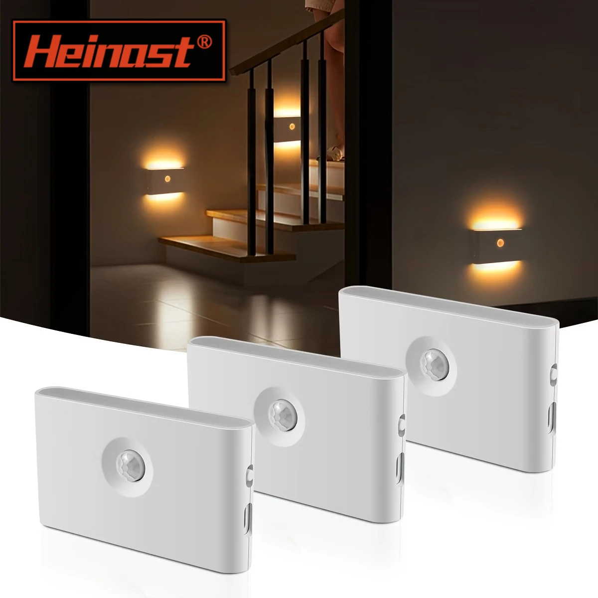 Motion Sensor Smart Led Night Light, Square Lens Eye Protection Bedside Lamp,for Wardrobe,Living Room,Bedroom,Staircase,Camping