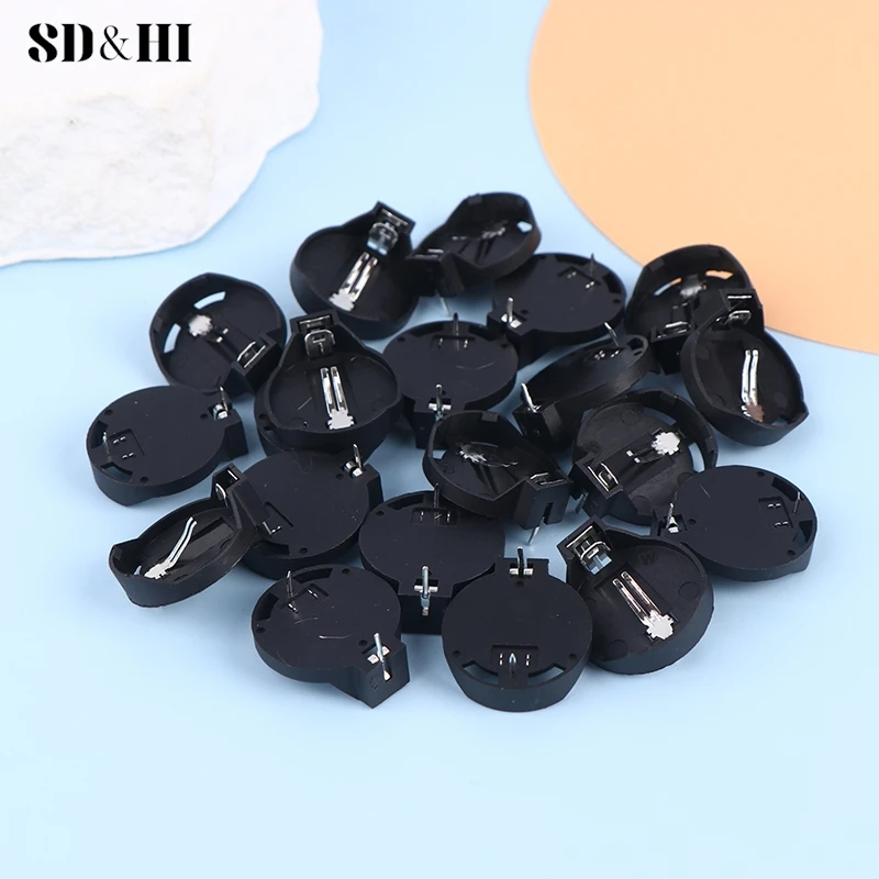 20pcs CR2032 Battery Holder Coin Cell Holder Box Case Socket Cr2032 With 2 Pins 3V Black Mounting Lead Need Solder