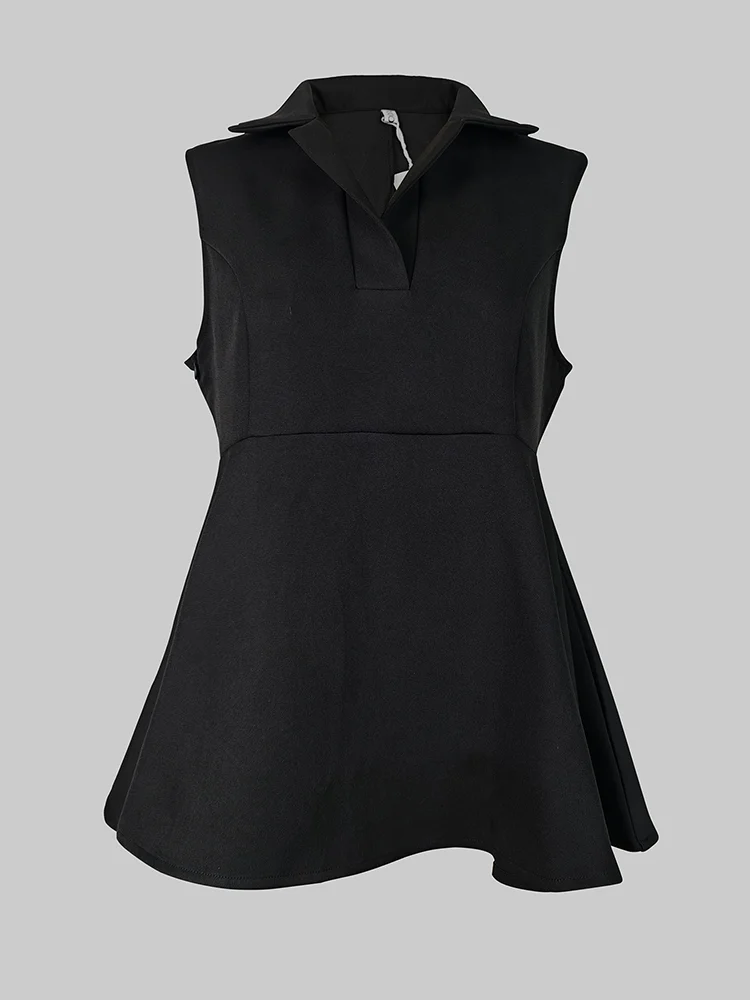 

Женская блузка-жилет Krismile 2026 с отложным воротником, без рукавов, элегантная классическая однотонная летняя черная модель