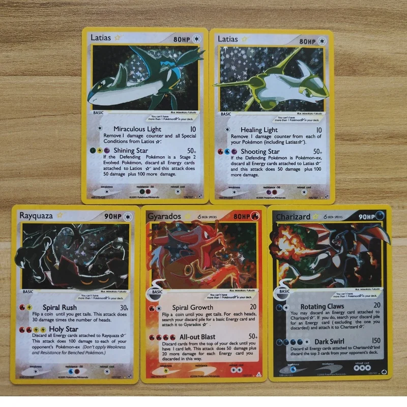 Charizard Gyarados Mewtwo Flareon Latios Flash Card PTCG English Version Starry 28 Sheets Self made DIY Game Collection gift