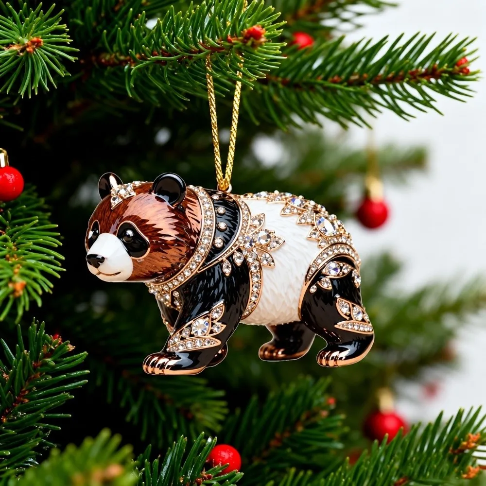 Rhinestone Goat Christmas Hanging Pendant 2D Flat Acrylic Car Sheep Pendant Keychain Bear Bag Pendant Charms