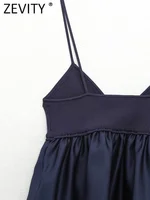 Zevity Women Sexy V Neck Knitting Patchwork Hem Pleats Sling Smock Blouse Female Shirt Blusas Chic Tops LS3689 - Image 5