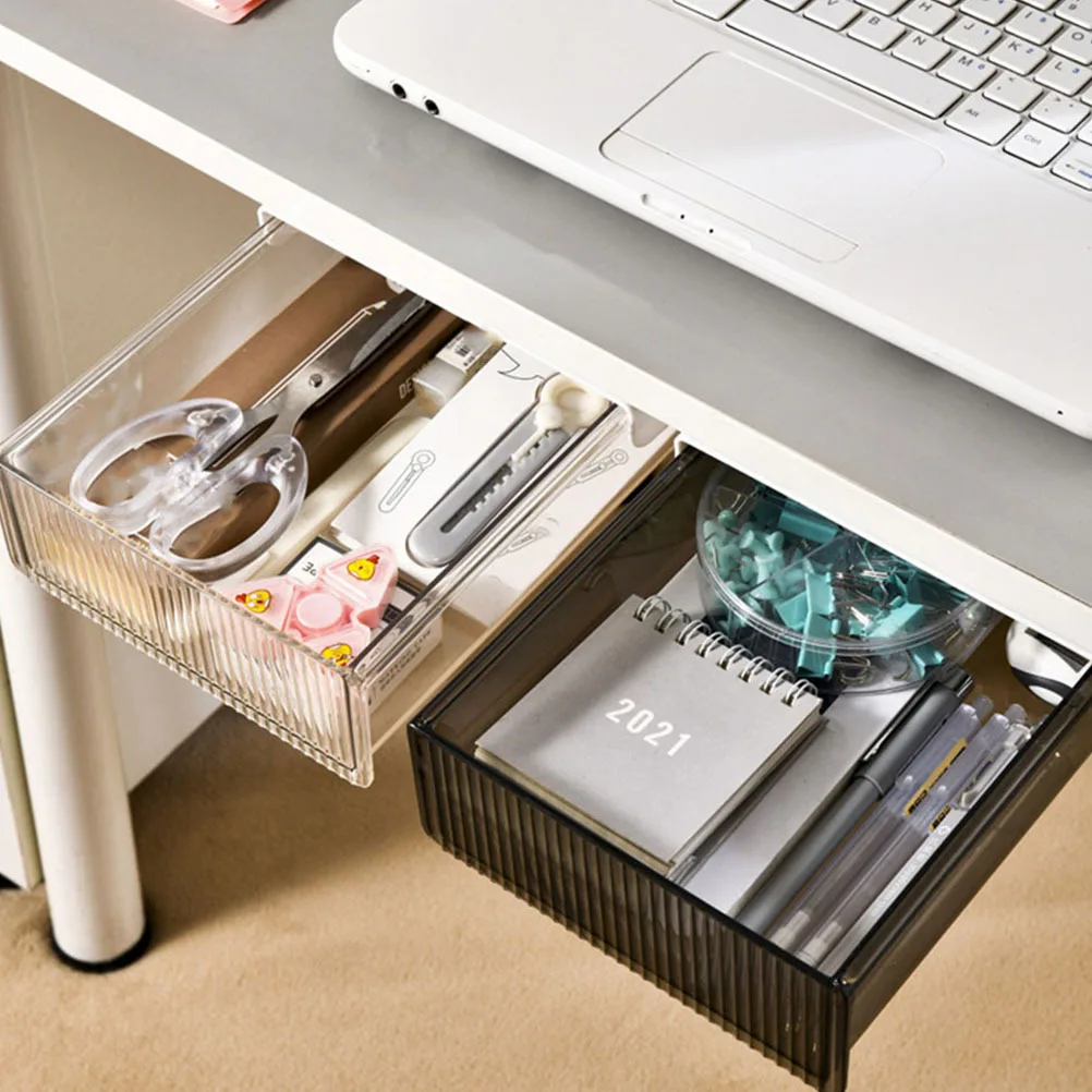 

Drawer-Type Under Desk Organizer Storage Box For Office School Supplies Hidden Sticky Drawer With Self-Adhesive Tape Nail-Free
