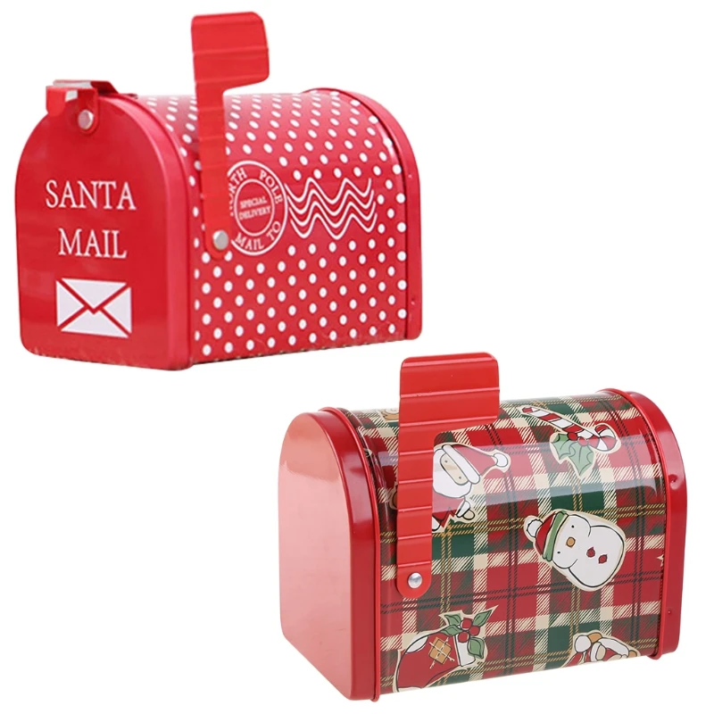 Iron Mailbox Portable Lovely Candies Box Snowman Sock Point Mailbox Design for Home Indoor Adornment