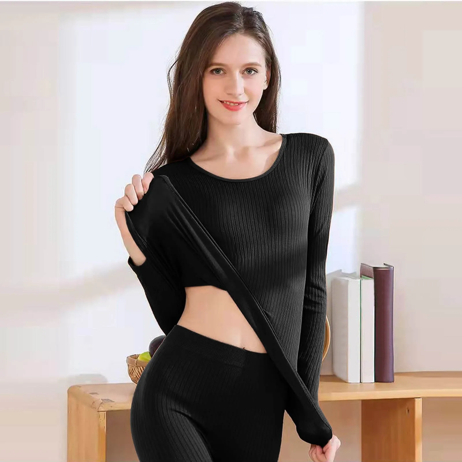 Women Thermal Underwear Winter Long Sleeve Winter Clothes Seamless Thermal Underwear Intimate Set Female Thick 2 Pcs Sleepwear