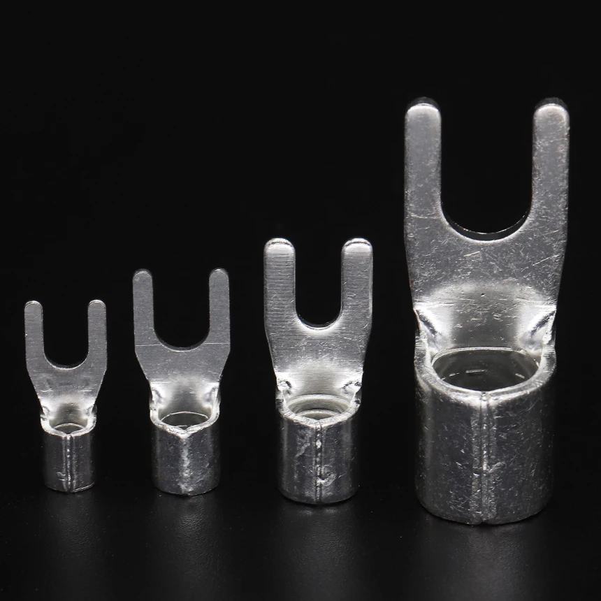 UT UT10-4/5/6/8/10 10mm2 Wire Cable Connection Copper U Y Plate Fork Electrical Connector Lug Spade Non Insulated Crimp Terminal