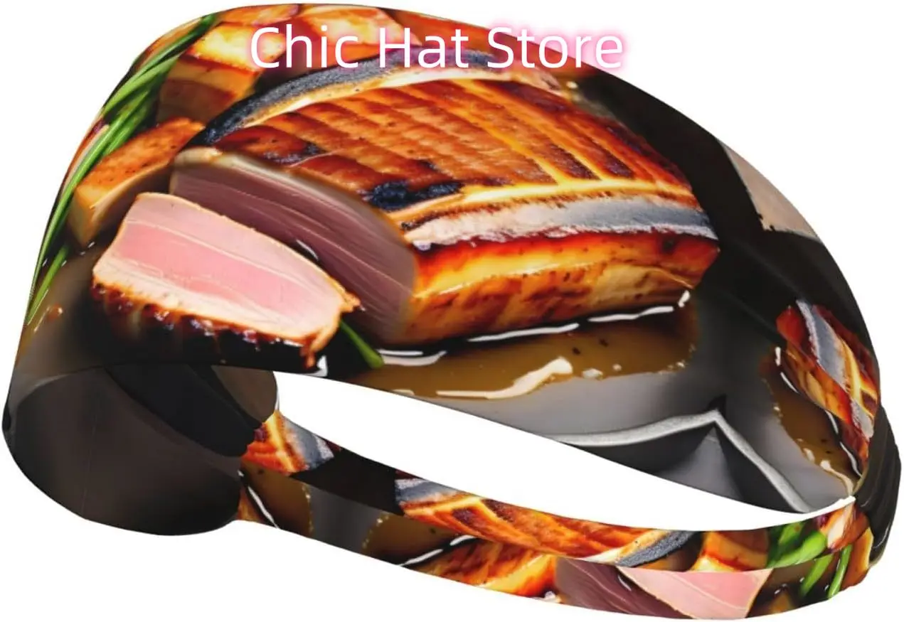 

Delicious Grilled Meat Elastic Exercise Headband, Fitness Exercise Yoga Cycling Headband, Outdoor Sports Elastic Sweat-Absorbing
