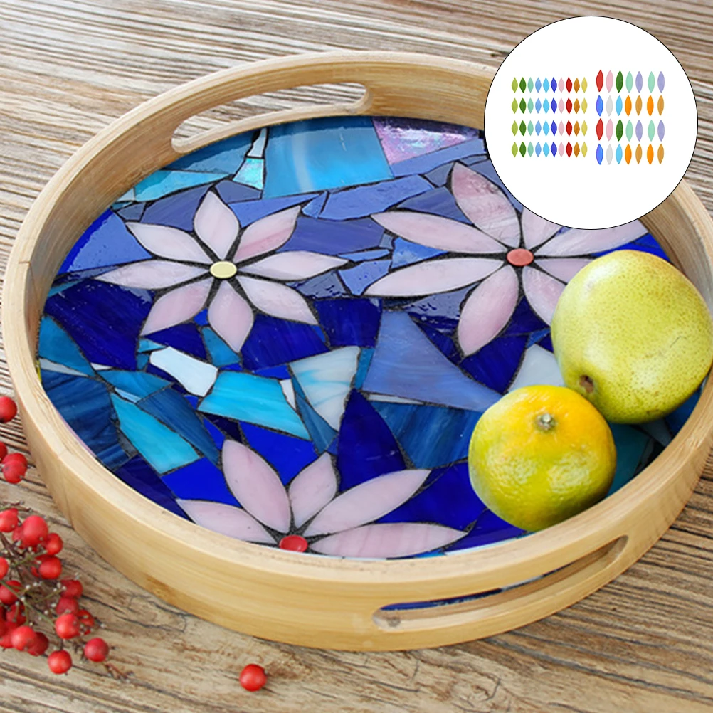 

70Pcs Leaf Shaped Mosaic Glass Pieces High-Quality Craft Supplies for DIY Wall Art Decorations Handmade Projects Gift Making