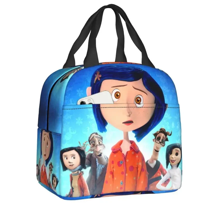 Halloween Coraline Lunch Box for Women Leakproof Cooler Thermal Food Insulated Lunch Bag Portable Picnic Tote Bags