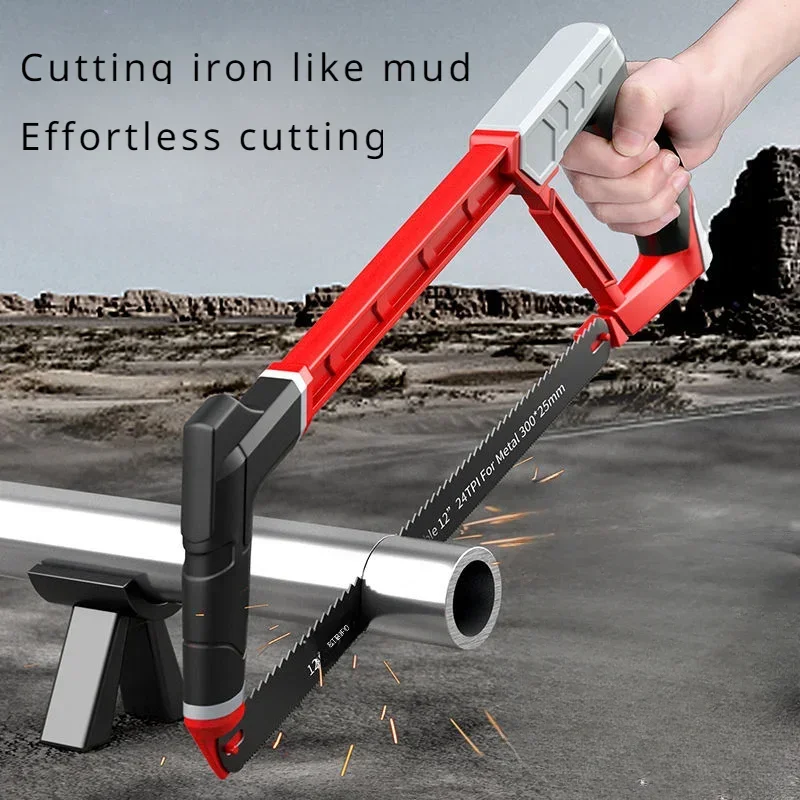 Multifunctional hacksaw frame two saw angles (45 °/90 °) metal saw wood saw metal/wood/tree/PVC/meat sharp cutting hacksaw