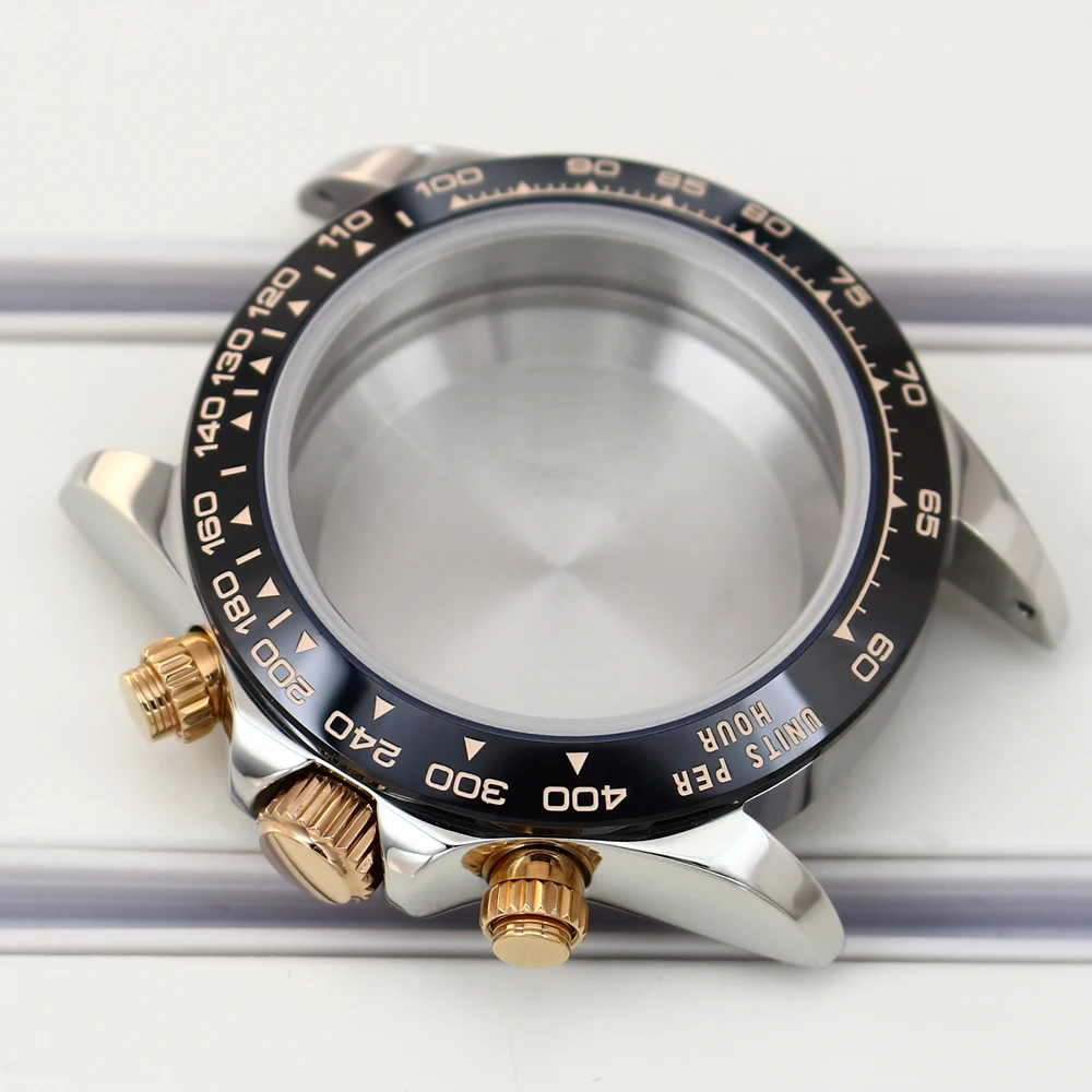 Roségold VK63 Gehäuse 39mm Massives Edelstahl-Uhrengehäuse mit Saphirglas für VK63 Uhren Automatikwerk Zubehör – Detail 6