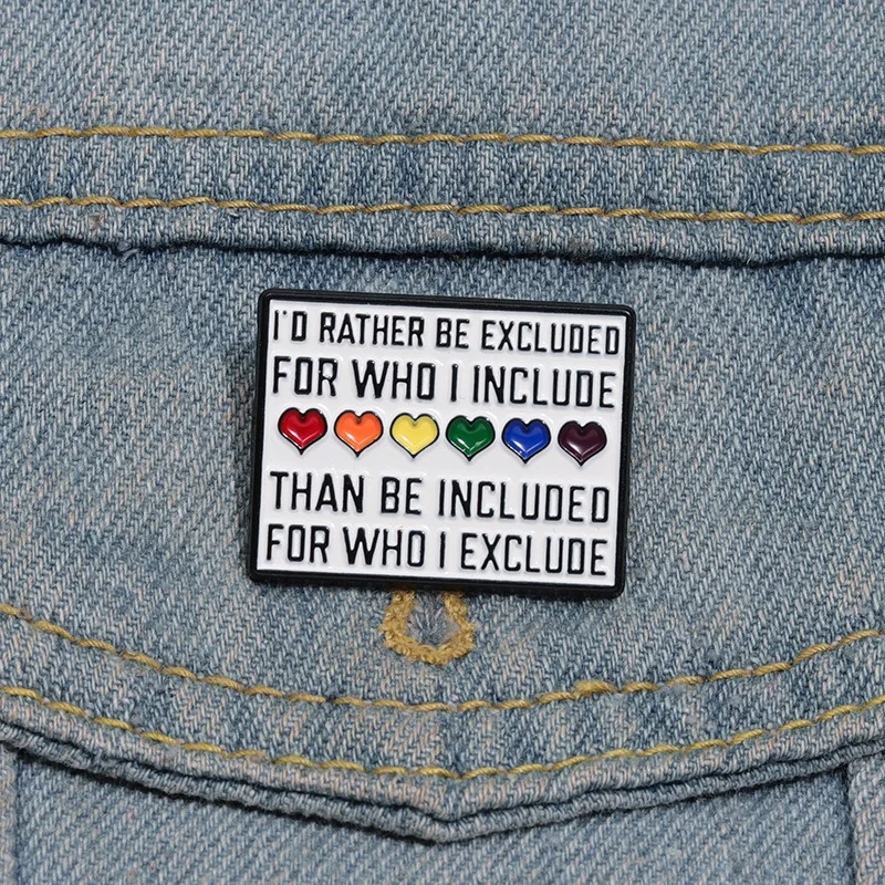 Inspirational English short sentence brooch Creative rainbow heart alloy badge Clothing pins accessory gift for friends