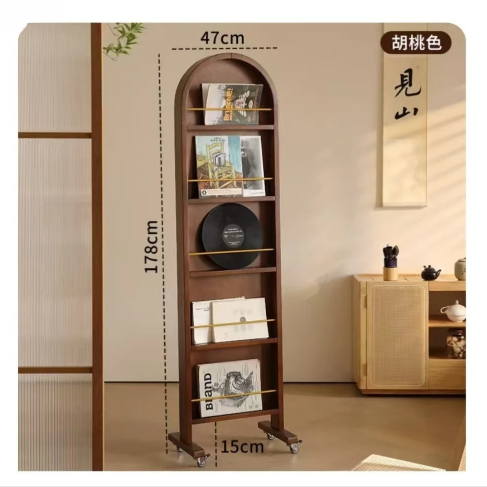 مرآة كاملة الجسم من الخشب الصلب، ورف كتب المجلات، وتقسيم متكامل للملابس من الأرض إلى السقف