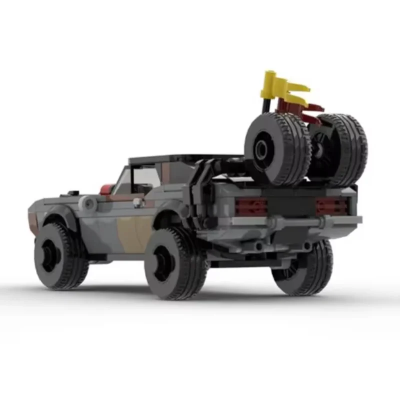 Película loca clásica, estilo de película de ciencia ficción, bloques de coche, camión, vehículo moc modificado 4X4, producto de regalo para fanáticos de la guerra todoterreno