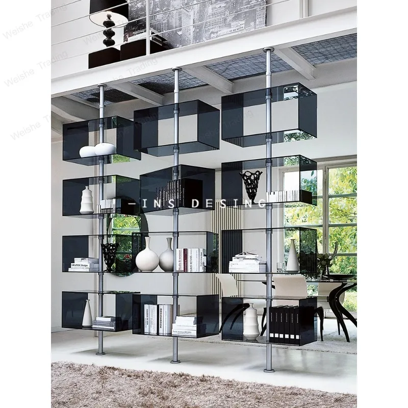 Storage Stainless Steel Partition Shelf Bookshelf Acrylic Locker Screen Display Stand