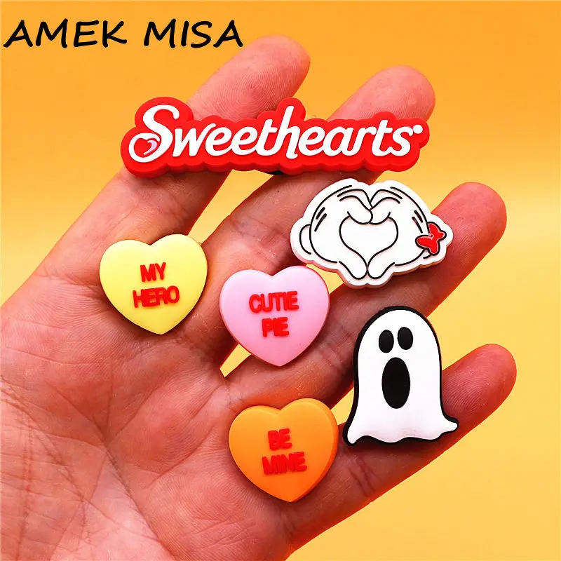 Original 1pcs Ghost PVC Shoe Charms Accessories Decorations Lovely Sweethearts Heart-shaped Designer Buckle Girls Gift