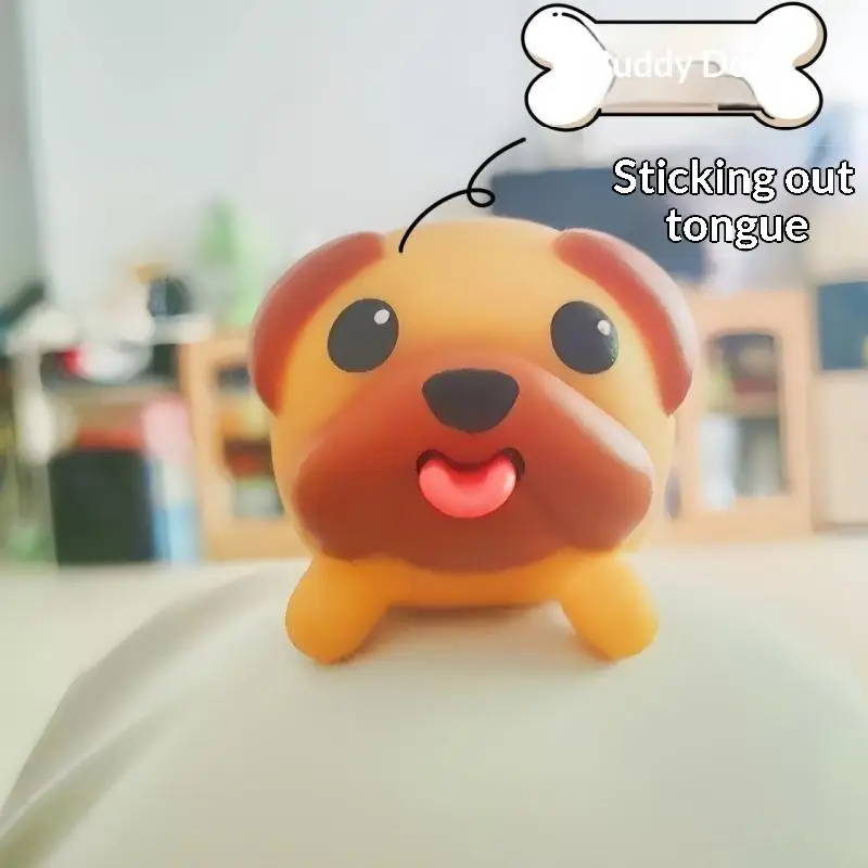 Cartoon Tongue Out Dog Toy Portable Stress Relief Prop Cute Desktop Ornament for Car Dashboard Home Office Decor