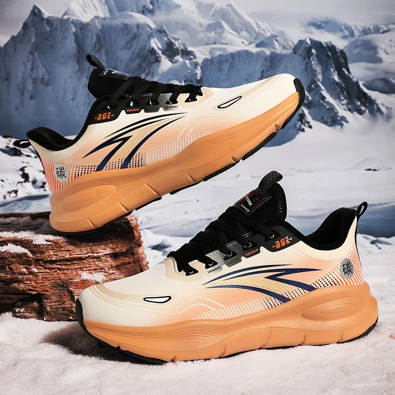 أحذية رياضية وترفيهية، أحذية رجالية، أحذية ماراثون كبيرة الحجم مبطنة بالهواء، مطاط منسوج لجميع المواسم، مقاومة للاهتراء، مضادة