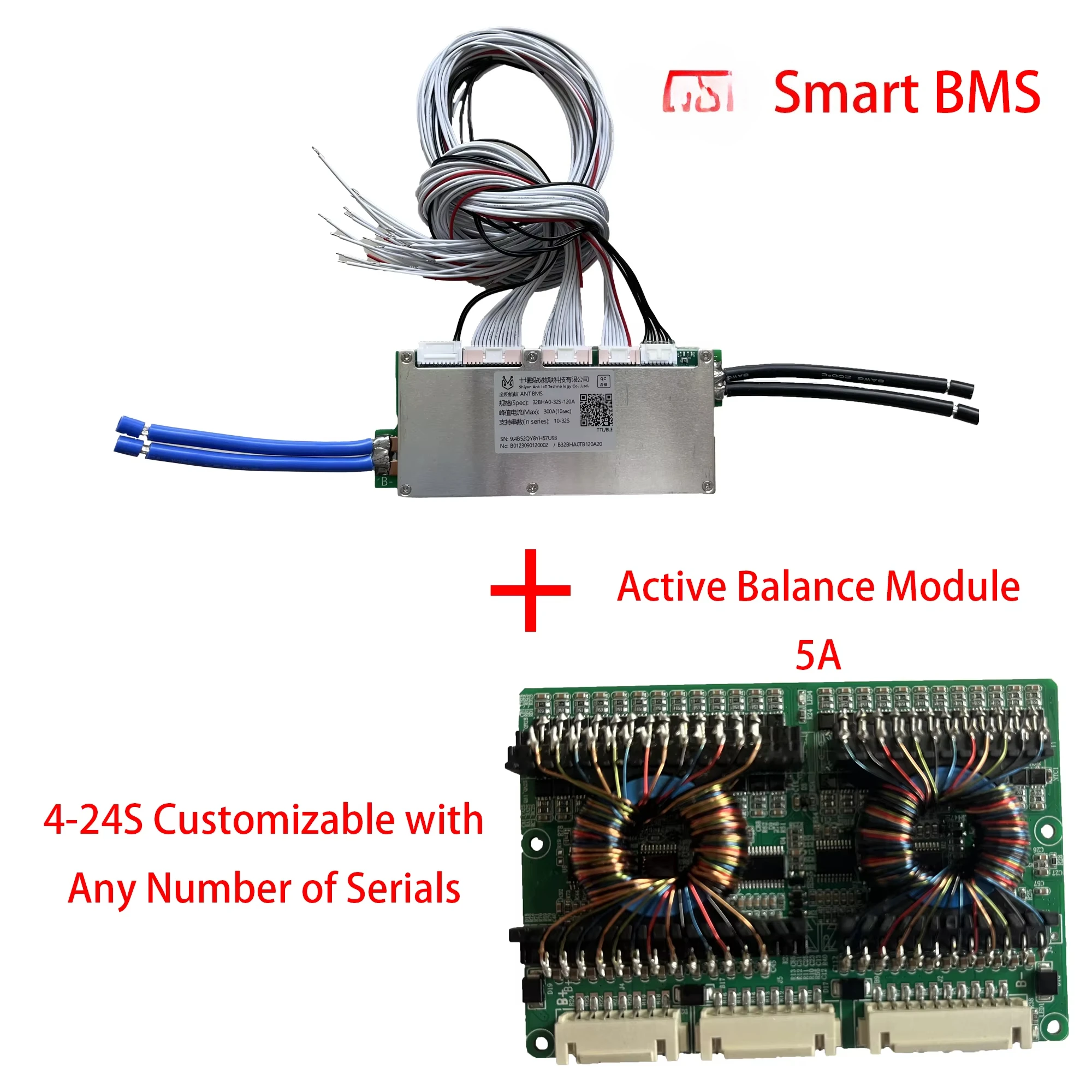 Smart BMS Series 120A Peak 300A PCB Power Supplies with 32S 120A for Battery Protection