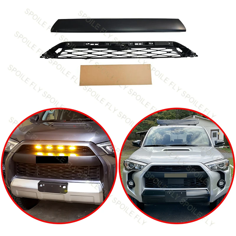 

For Toyota 4Runner 2020 2021 2022 2023 High Quality ABS Car Front Bumper Grill With 4/Pcs LED Light Grille Racing Grills