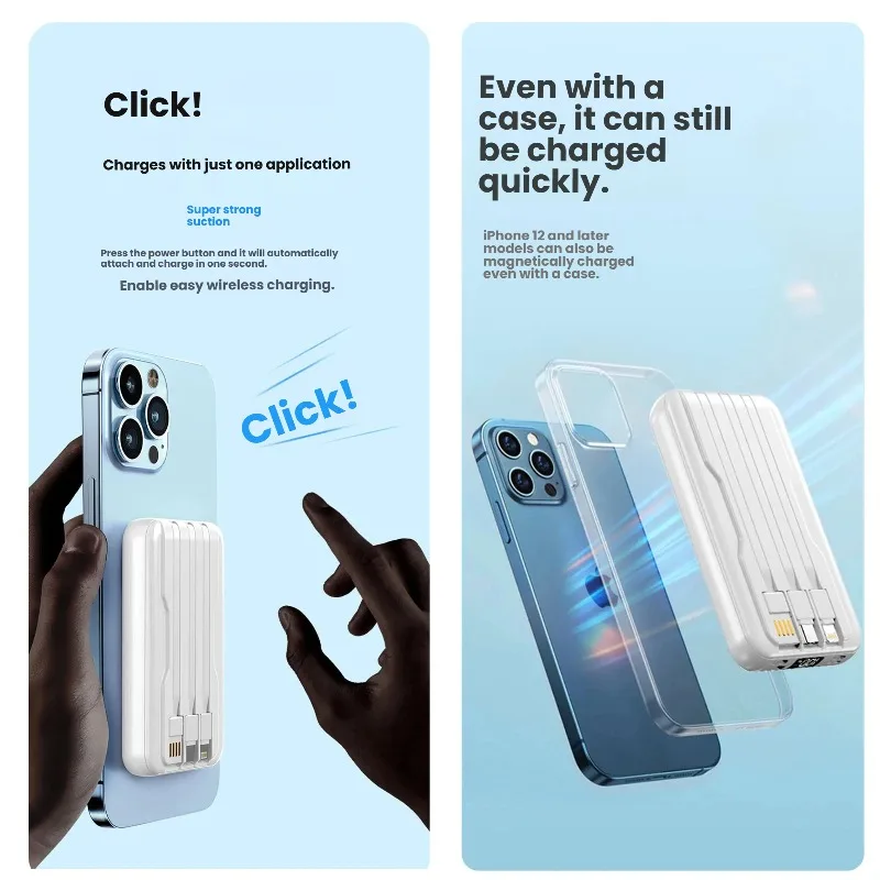 Taepiaai DX126 Magnetic Car Wireless Power Bank; Suitable for Apple, Android Mobile Phones Watches/15W/22.5W Powerbank 10000mAh