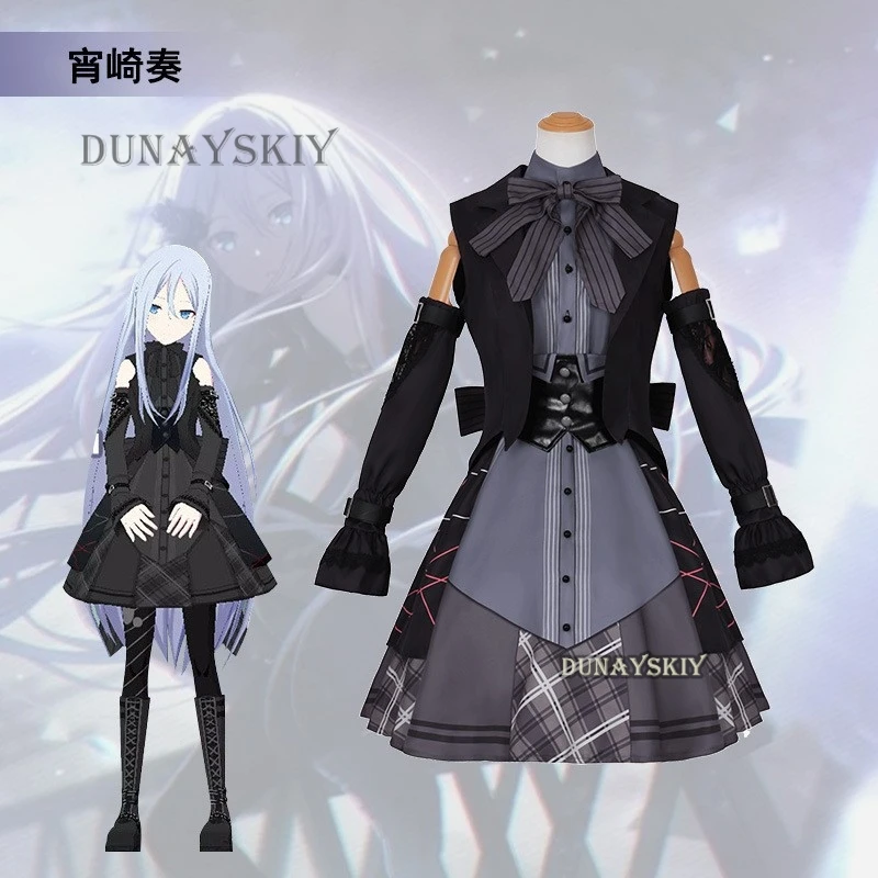 Project Sekai Asahina Mafuyu Yoisaki Oke Ade Cosplay Costume pour filles, perruque de jeu Anime, robe Lolita, ensemble noir, fête d'Halloween