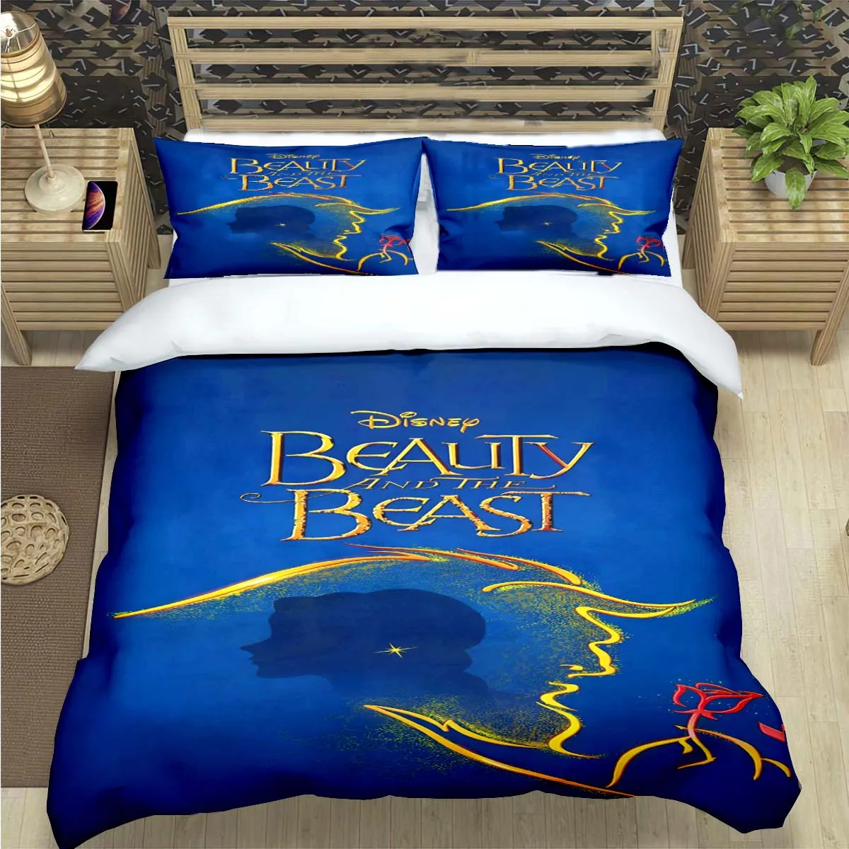 

Hot Crayon Beauty and The Beast Print Bedding Sets Bed Supplies Set Comforter Set Teens Girls Cartoon Twin Single Kid Gift