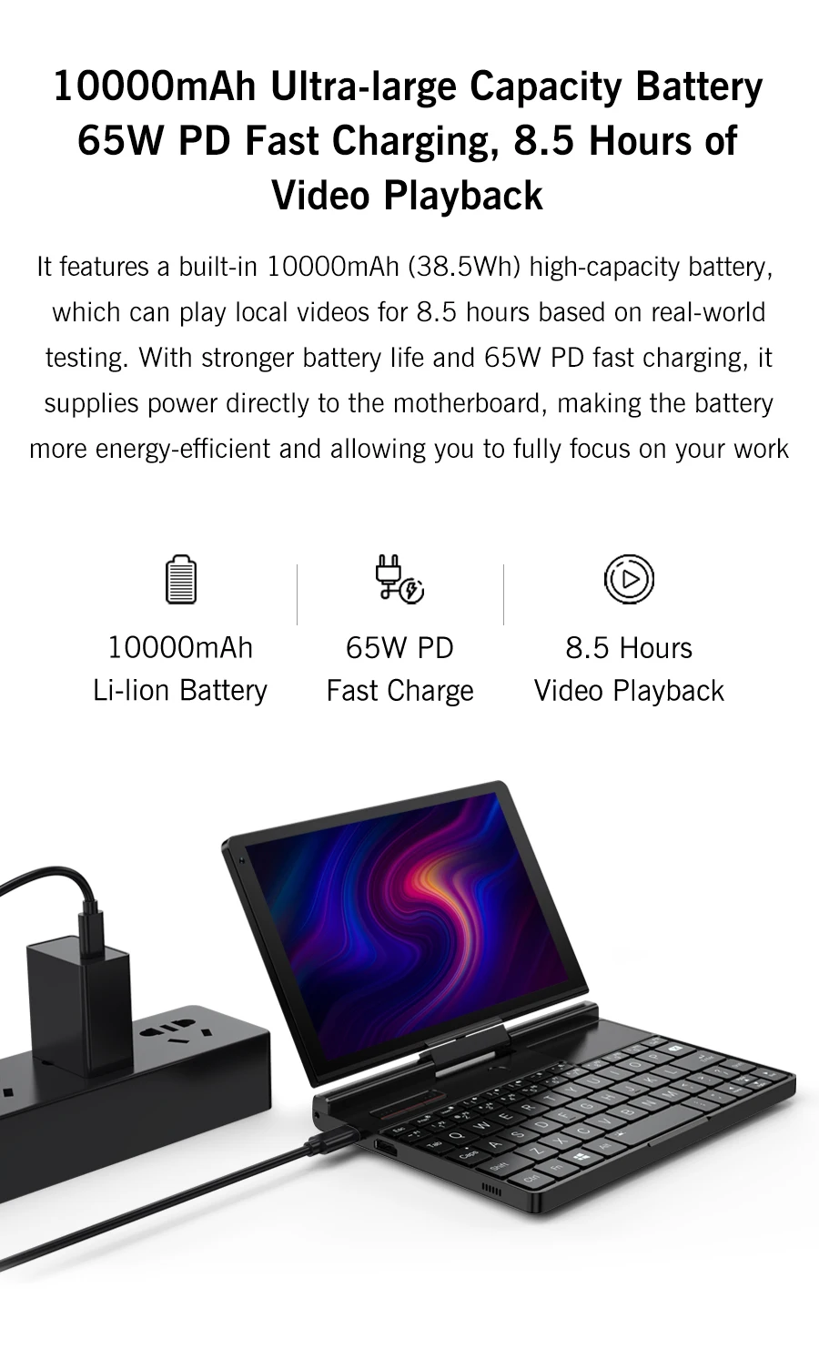 GPD Pocket 3 8'' Mini Handheld Laptop Intel Pentium Gold 7505 Touchscreen 180° Foldable Portable Notebook 16GB LPDDR4X 512GB SSD