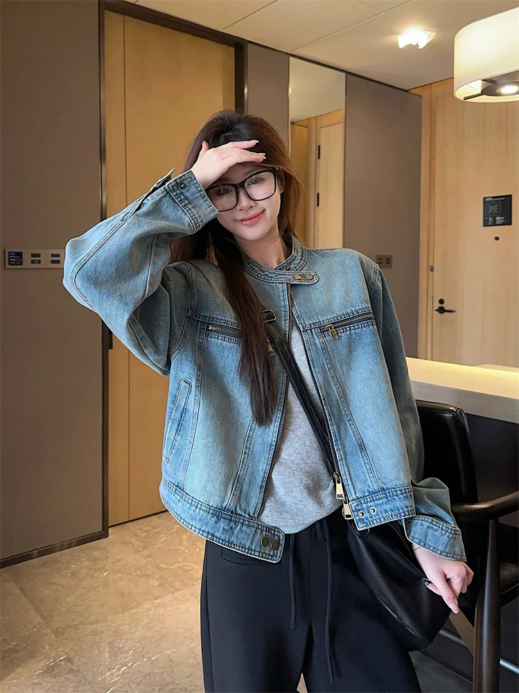 

Женские куртки Зимняя женская верхняя одежда в стиле бомбер Свободный крой Oversize на пуговицах с передним карманом Чистая простая базовая мода с длинным рукавом