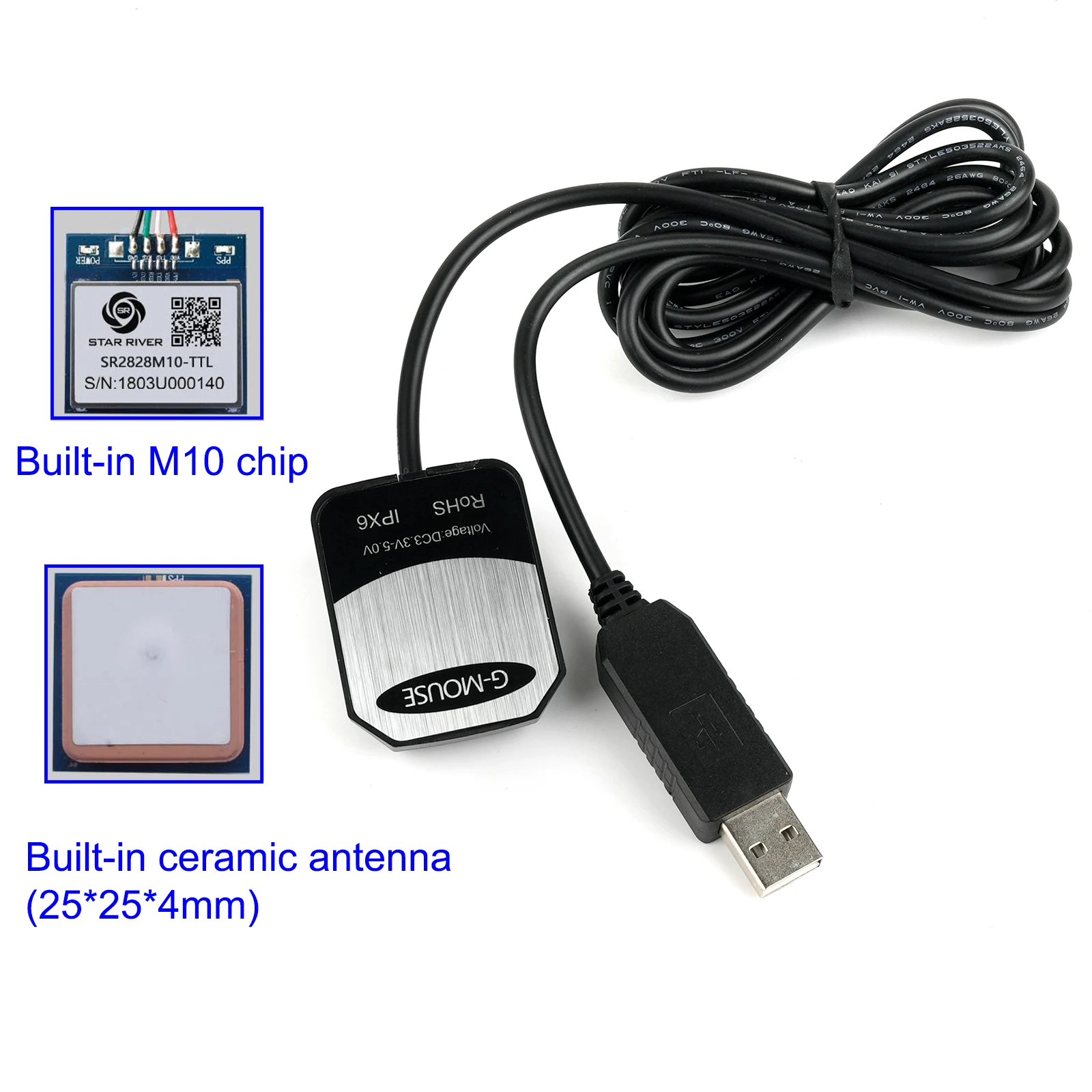 M10 G-MOUSE GPS Module with Flash CH340 USB to TTL GPS+Beidou+Galileo+QZSS Positioning Module for Car Boat Laptop Navigation