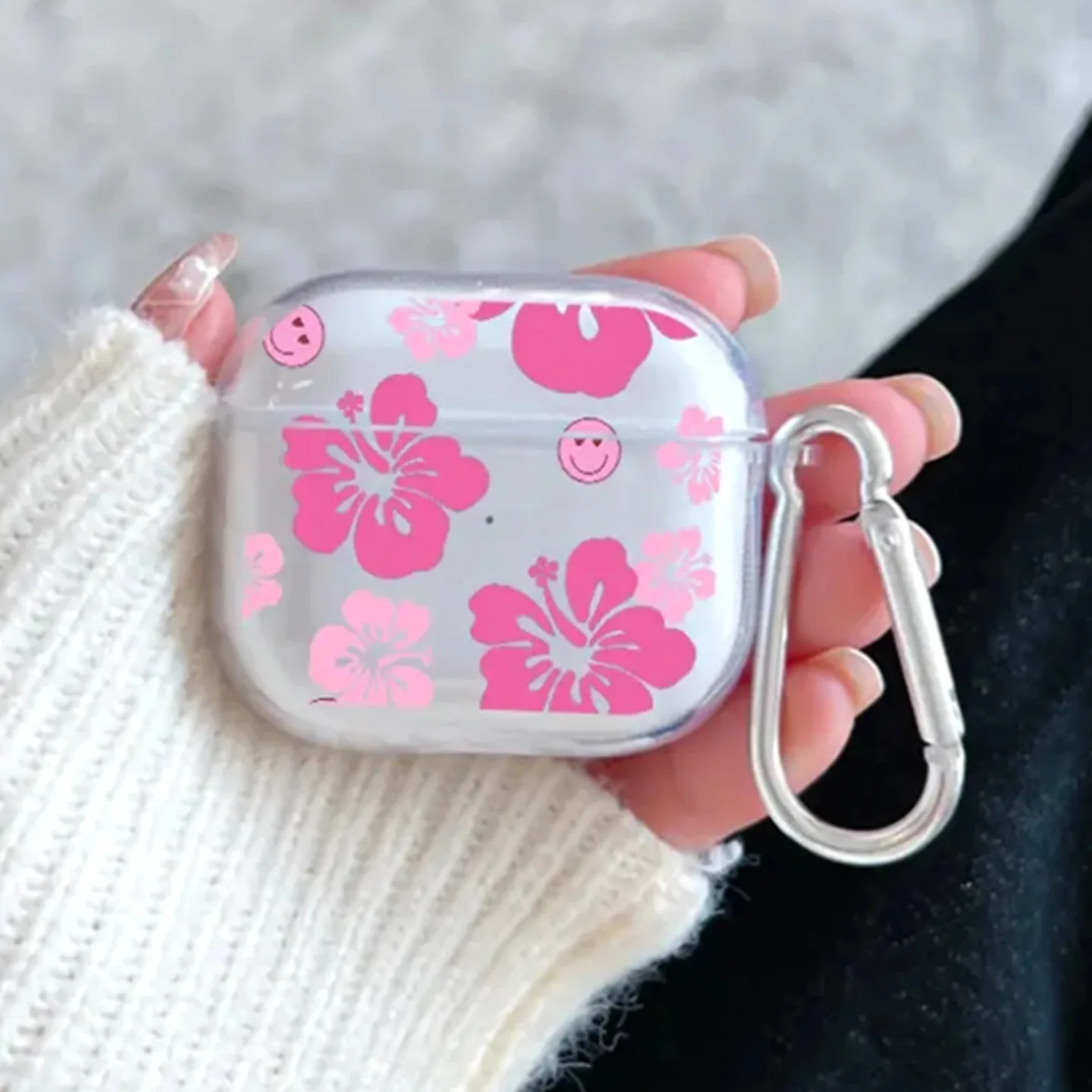 Cute Sakura Pink Case For AirPods Pro 2nd Soft Silicone Clear Cover For AirPod 1 3 Earphone Charging Box with Flower Keychain