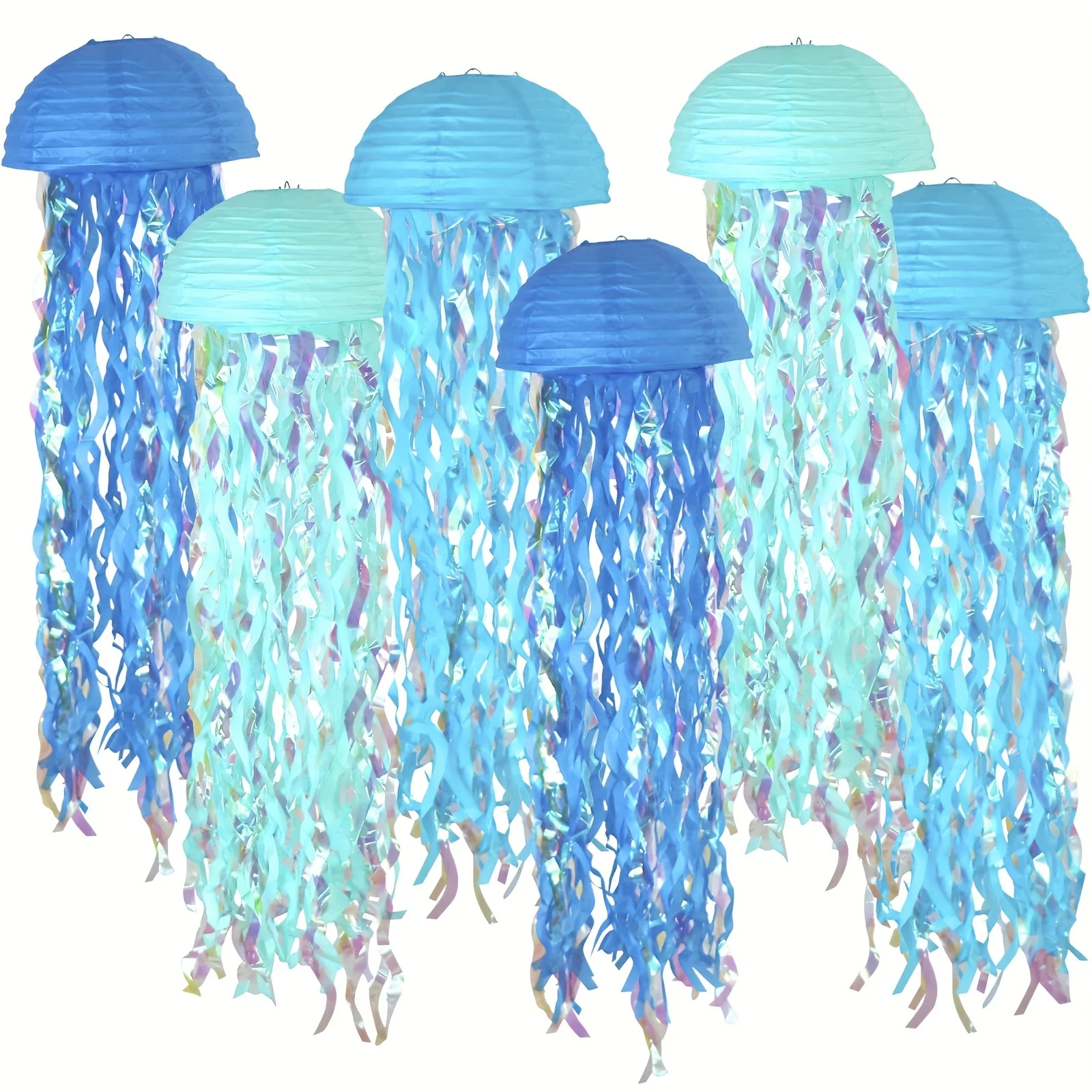 5/10 PCS Colorful Jellyfish Paper Lanterns, Theme Party Underwater Ocean Jellyfish Birthday Decoration view 2