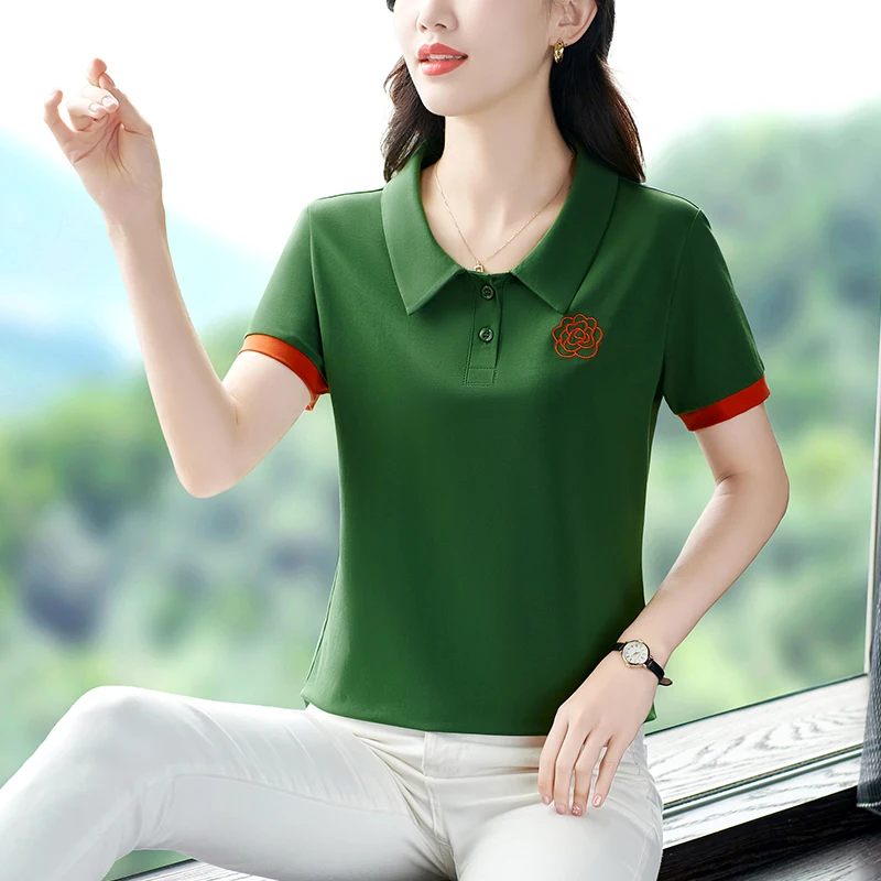 POLO de algodón de manga corta para mujer, camiseta de Golf, camisetas de tendencia, ropa juvenil, jerséis de lujo, 2024