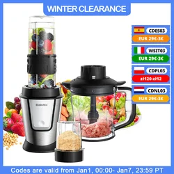 BioloMix 3-in-1 robot da cucina multifunzionale 700W frullatore portatile per spremiagrumi frullatore personale tritatutto per alimenti e smerigliatrice a secco